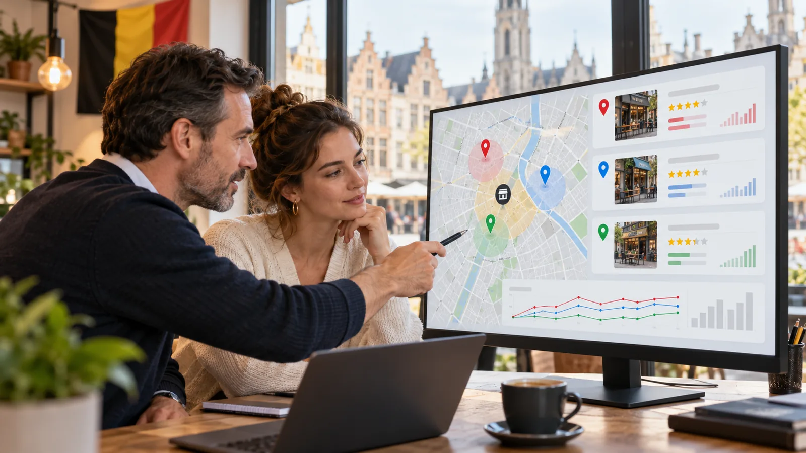 Ondernemer controleert fout concurrerend Google Maps-profiel