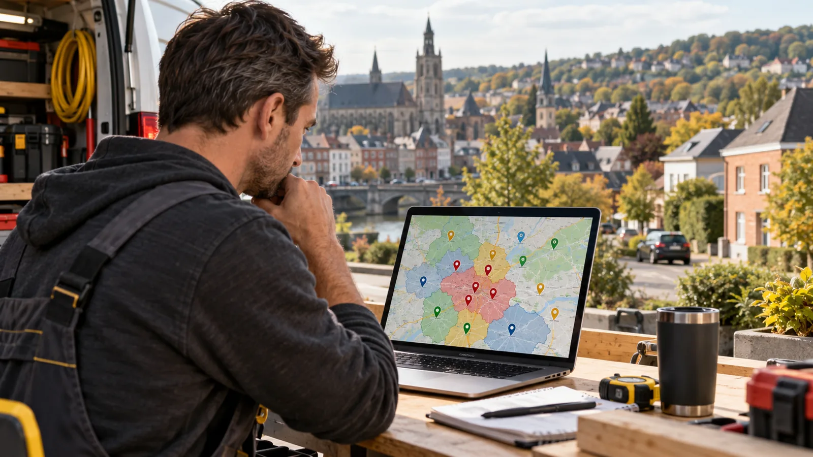 Rasterkaart met verschillende Google Maps-posities per gemeente