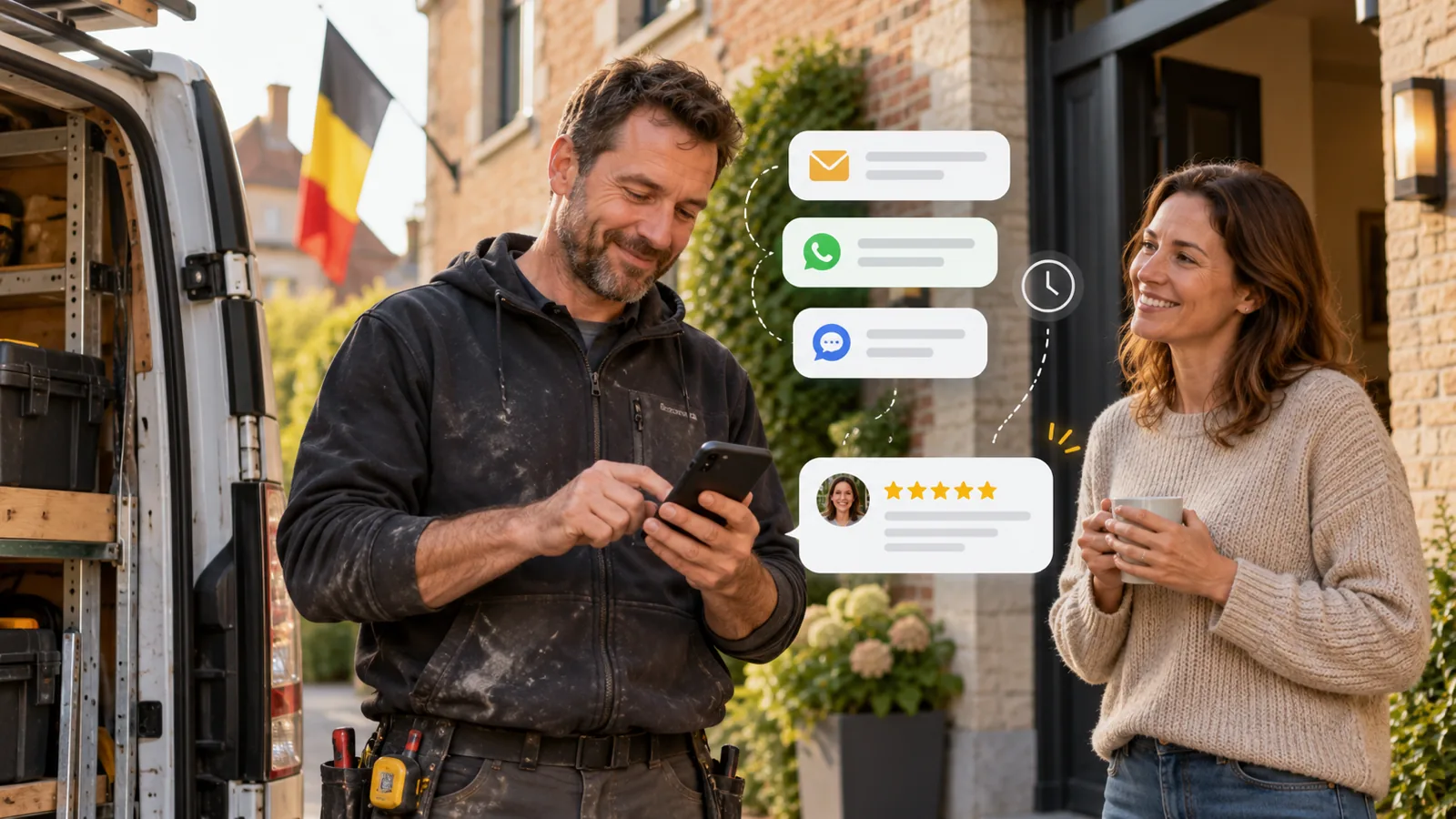 Automatisch reviewverzoek op een smartphone na een afgeronde job
